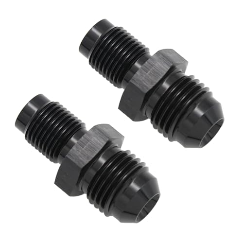 KRD PERFORMANCE Aluminum 6AN AN6 Male Flare to 716 x 24 Male Thread Inverted Seat Adaptor Fittings Inv Flare Connector Black Pack of 2 - Image 1