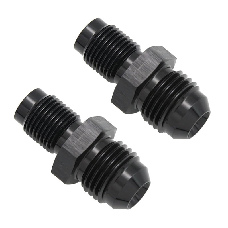 KRD PERFORMANCE Aluminum 6AN AN6 Male Flare to 716 x 24 Male Thread Inverted Seat Adaptor Fittings Inv Flare Connector Black Pack of 2 - Image 2