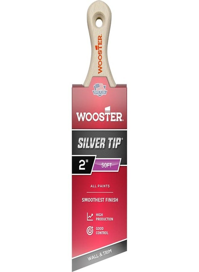 Wooster 12-Pack of 2” Wooster 5225 Silver Tip CT Polyester Short Handle Angle Sash Paint Brush - Image 2