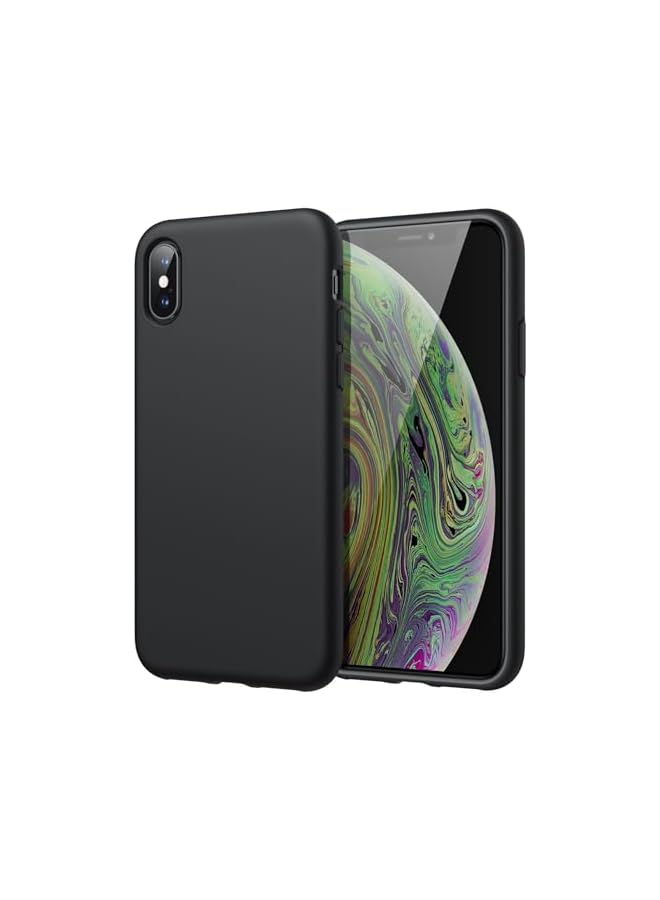 JETech Silicone Case for iPhone X, iPhone XS, 5.8-Inch, Silky-soft touch Full-Body Protective Case, Shockproof cover with Microfiber Lining (Black) - Image 1