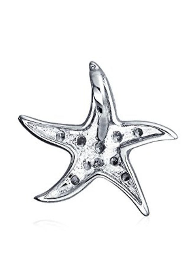 NIBEMINENT - 925 Sterling Silver Nautical Starfish Dancing Sea Life Pave Pendant Necklace - Image 1