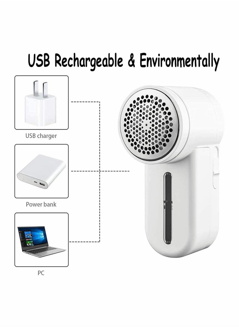 Fabric Shaver Fuzz Remover, Rechargeable Fabric Shaver with 6-Blades, Dual Protection, Effectively and Quickly Remove Fuzz for Clothes, Sweater, Curtain, Socks, Couch, Blanket - Image 5