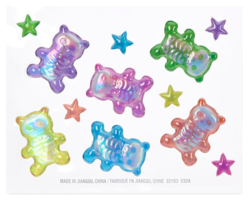 iscream Spooky Season Halloween Gummy Bear Skeletons Soft Puffy Gel 24-piece Sticker Pack - Image 2