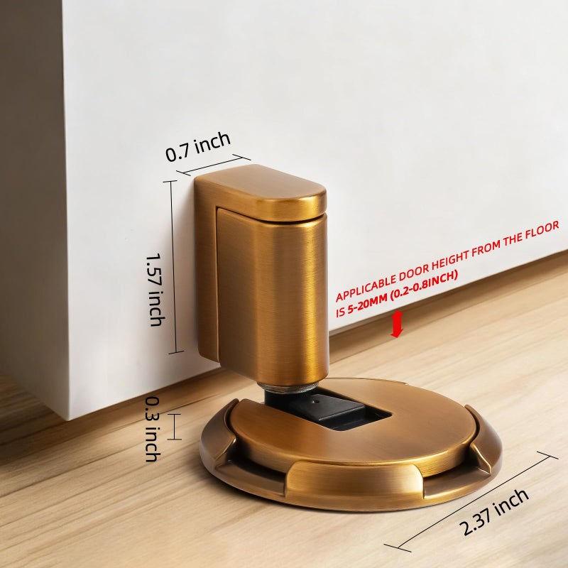 SAILANKA Windproof Door Stopper Indoor Heavy Duty Floor Door Stop Keep Door Open Mechanical No Drilling Door Stopper with Screws and Adhesive Pads, 1 Pack, Matte Brown Bronze - Image 2