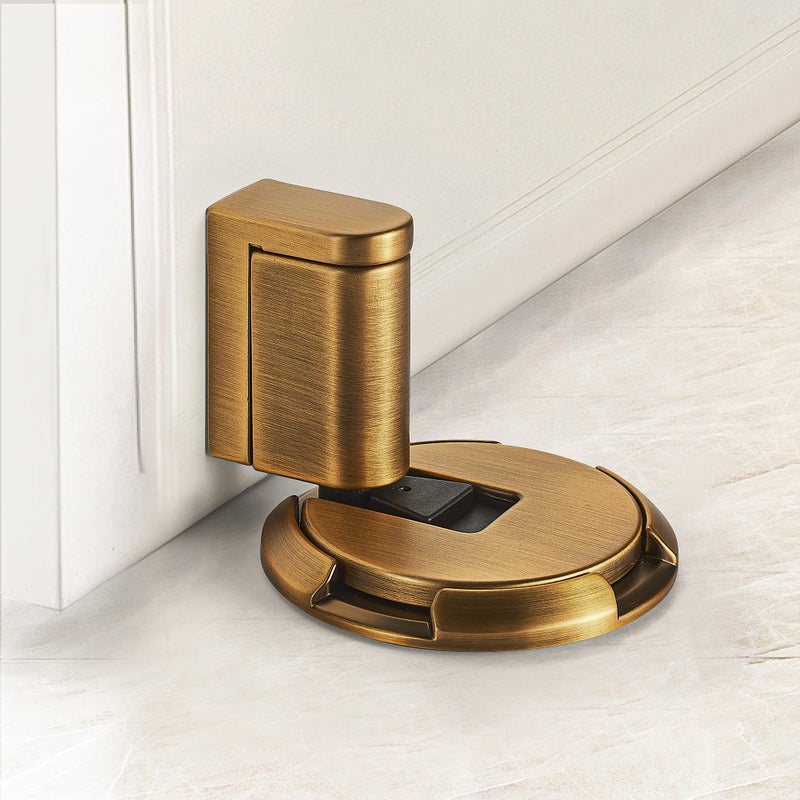 SAILANKA Windproof Door Stopper Indoor Heavy Duty Floor Door Stop Keep Door Open Mechanical No Drilling Door Stopper with Screws and Adhesive Pads, 1 Pack, Matte Brown Bronze - Image 3
