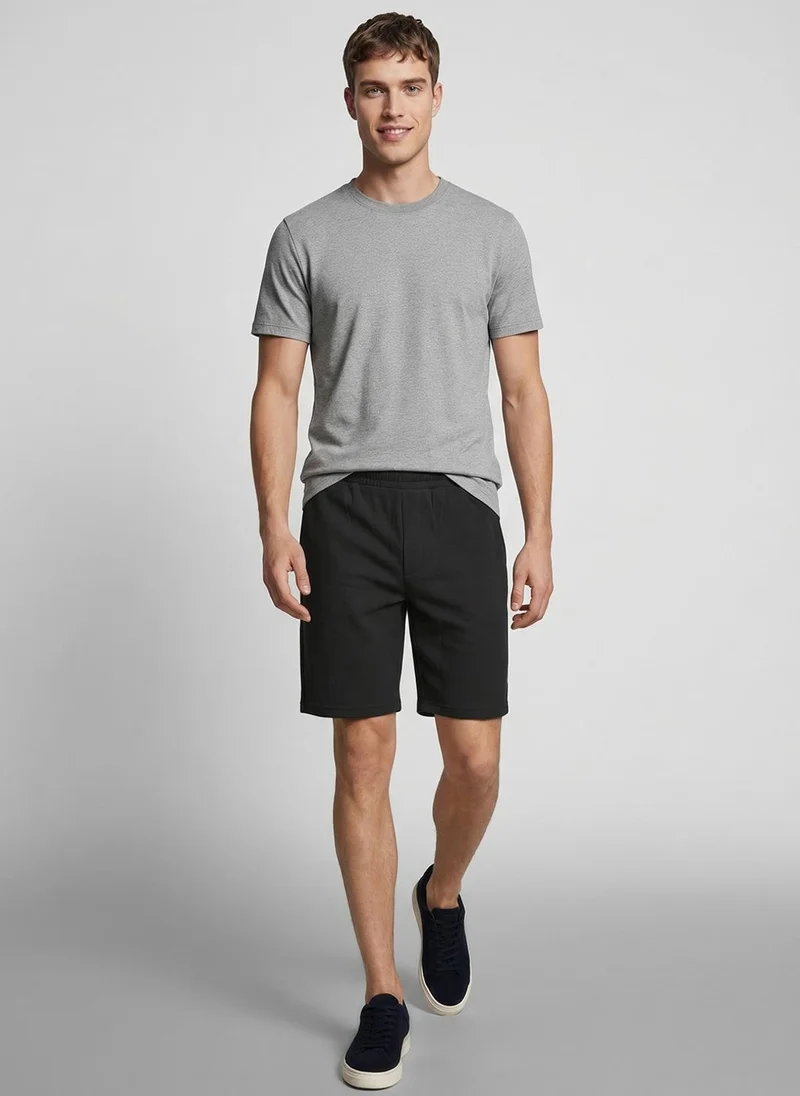 NOBERO Black Nobero Ottoman Shorts | Men’s Shorts | Regular Fit | 240 GSM 100% Compact Cotton (Vertical Ottoman Texture) | Knee-Length Mid-Rise Comfort | Elasticated Drawcord Waist & Pockets | Available in 5 Colours for Men | Best Price UAE