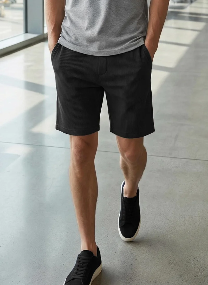 نوبيرو Nobero Ottoman Shorts | Men’s Shorts | Regular Fit | 240 GSM 100% Compact Cotton (Vertical Ottoman Texture) | Knee-Length Mid-Rise Comfort | Elasticated Drawcord Waist & Pockets | Available in 5 Colours
