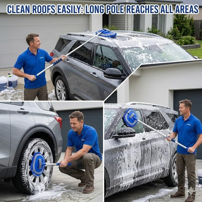 Wontolf 62'' Car Wash Brush Kit with Long Handle, Chenille Microfiber Car Wash Mop Mitt Scratch-Free Car Detailing Cleaning Brush Care Kit Car Cleaning Supplies for Cars RV Truck Boat - Image 3