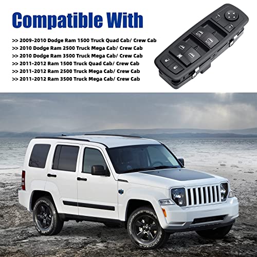 MOJTBE Driver Side Power Master Control Window Switch Replacement for 2009-2012 Dodge Ram 1500 2500 3500, OE Replace 4602863AD 4602863AB 4602863AC 901-473 - Image 2