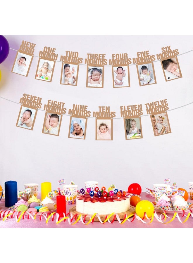 PEUTIER 1st Birthday Photo Banner, Happy First Birthday Banner 1st Birthday Picture Banner Birthday Decorations Groovy One Birthday Decoration Milestone Garland for Newborn Baby Girls Boys (No Photos)  - Image 4