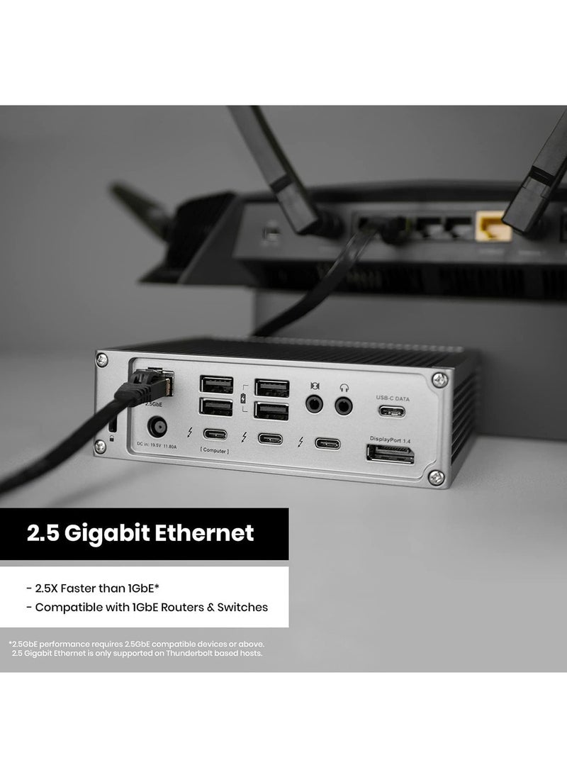 TS4 Thunderbolt 4 Dock - 18 Ports, 98W Charging, 3x Thunderbolt 4 40Gb/s, 5 x USB-A, 3 x USB-C (10Gb/s), 2.5GbE, Single 8K or Dual 6K 60Hz Displays, Mac, PC, Chrome Compatible with 0.8m Cable