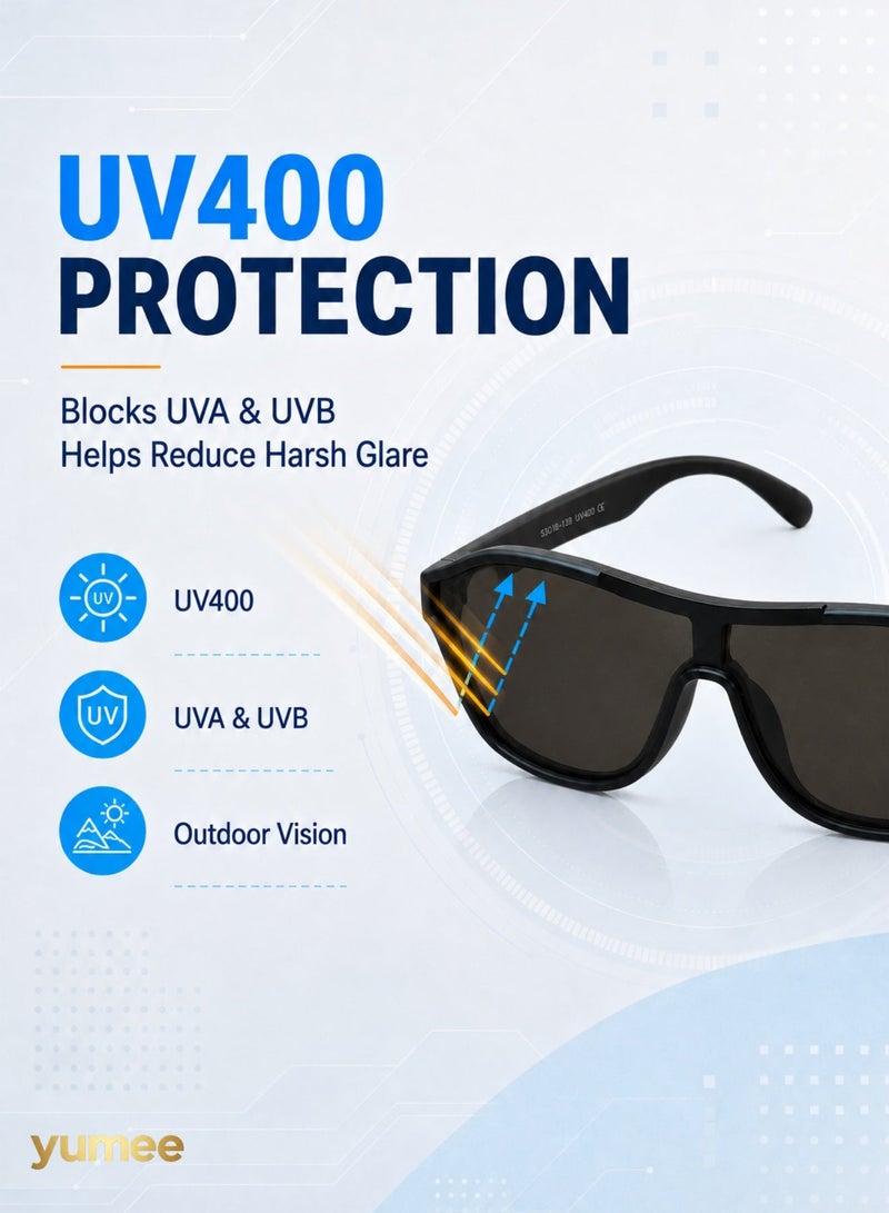 يمي نظارات شمسية للأطفال بنمط «أفياتور» مزودة بزجاج مستقطب وحماية UV400 – نظارات شمسية بإطار TPEE خفيف الوزن ومرن للأولاد والبنات من عمر 3 إلى 12 سنة – نظارات شاطئية ومناسبة للأنشطة الخارجية مقاومة للانعكاس (أسود غير لامع) - Image 5