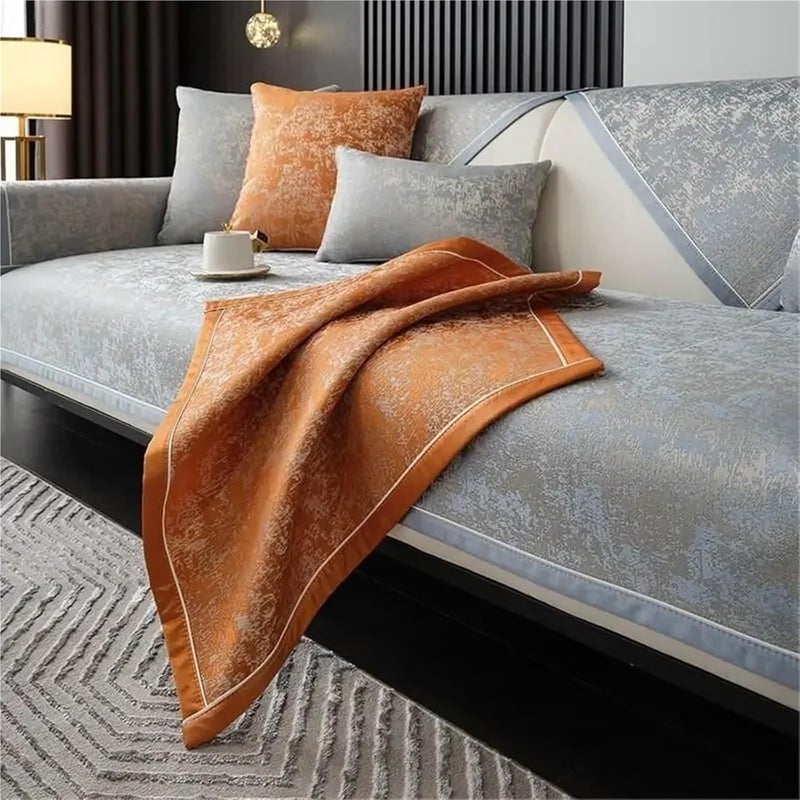 غطاء أريكة عتيق الطراز من نسيج الجاكارد والشينيل – وسادة واقية ضد الانزلاق لأرائك غرف المعيشة (لون بيج، حجم الوسادة 30×50 سم) - Image 3