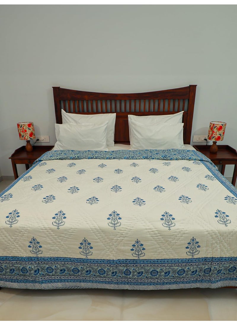 Baarno Baarno Neel Single Bed Comforter Uniform Cotton Filling 100 Cotton Soft Cozy AC Dohar Blanket Lightweight Reversible Design All Weather Quilt Color Bule  - Image 5
