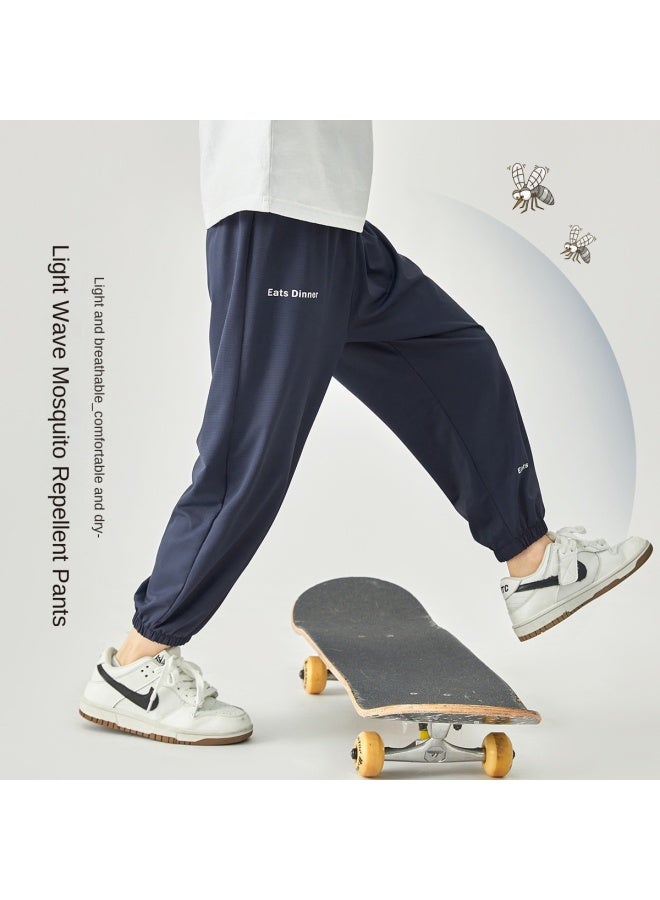 Light Wave Mosquito Repellent】children's 2025 Summer Lightweight Breathable Anti-mosquito Pants With Elastic Cuffs, Quick-dry Sports Pants For Boys - Image 2