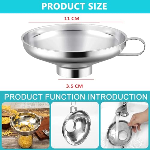 Bridge2shopping 11 CM Canning Funnel with Handle, 304 Stainless Steel Funnel Wide Mouth use for Mason Jars, oil funnel for kitchen - Image 2