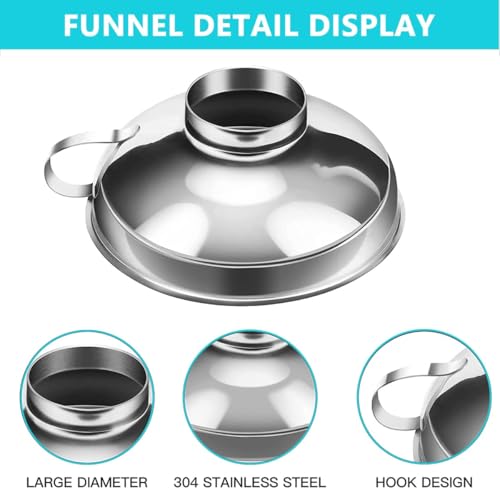 Bridge2shopping 11 CM Canning Funnel with Handle, 304 Stainless Steel Funnel Wide Mouth use for Mason Jars, oil funnel for kitchen - Image 4