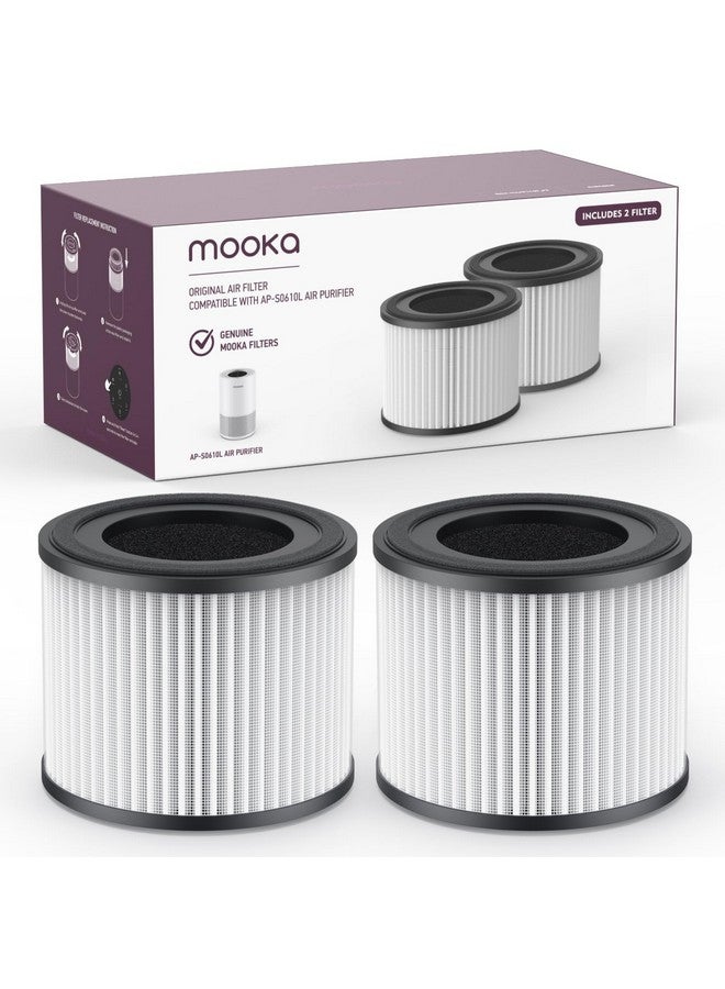 Mooka 2 Pack MOOKA AP-S0610L Air Purifier Filter, 3-in-1 True HEPA Filter, High-Efficiency Activated Carbon Air Filter for Smoke, Odor, Dander, Pollen  - Image 1
