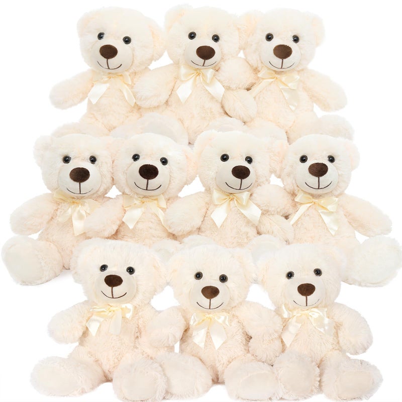MorisMos 10Pcs Teddy Bears Bulk Baby Shower 14inch Cute White Teddy Bear Stuffed Animals Plush Small Stuffed Bears on Centerpiece Baby Shower Easter Basket Stuffer Toy - Image 3
