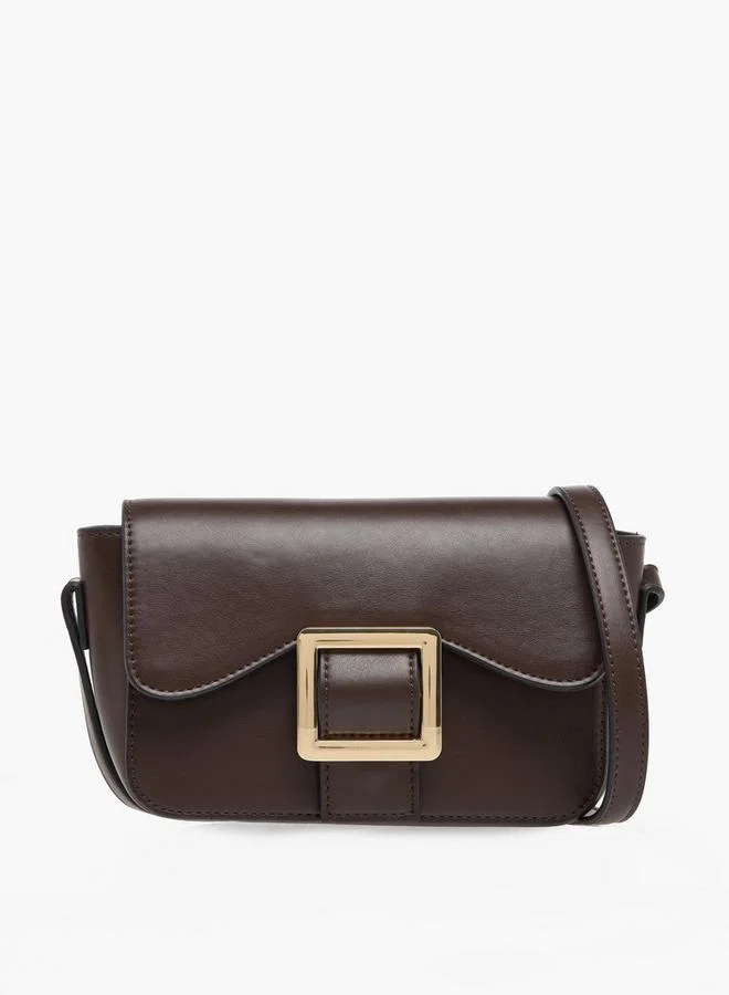 Buckle Accent Crossbody Bag with Magnetic Button Closure
