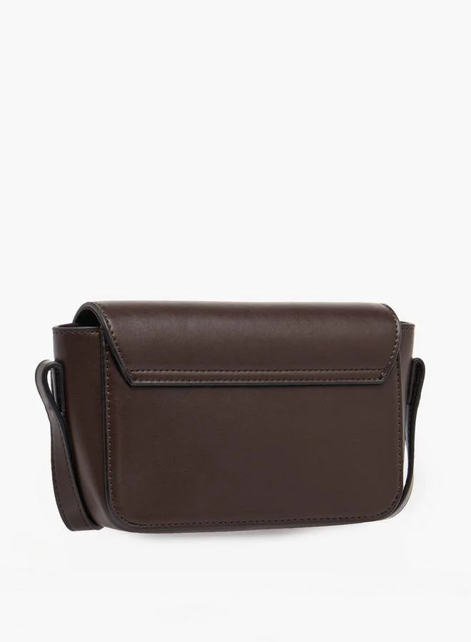 Splash FAV Brown Buckle Accent Crossbody Bag with Magnetic Button Closure for Women | Best Price UAE