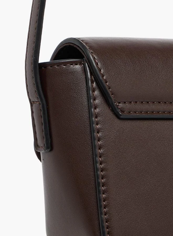 Splash FAV Brown Buckle Accent Crossbody Bag with Magnetic Button Closure for Women | Best Price UAE