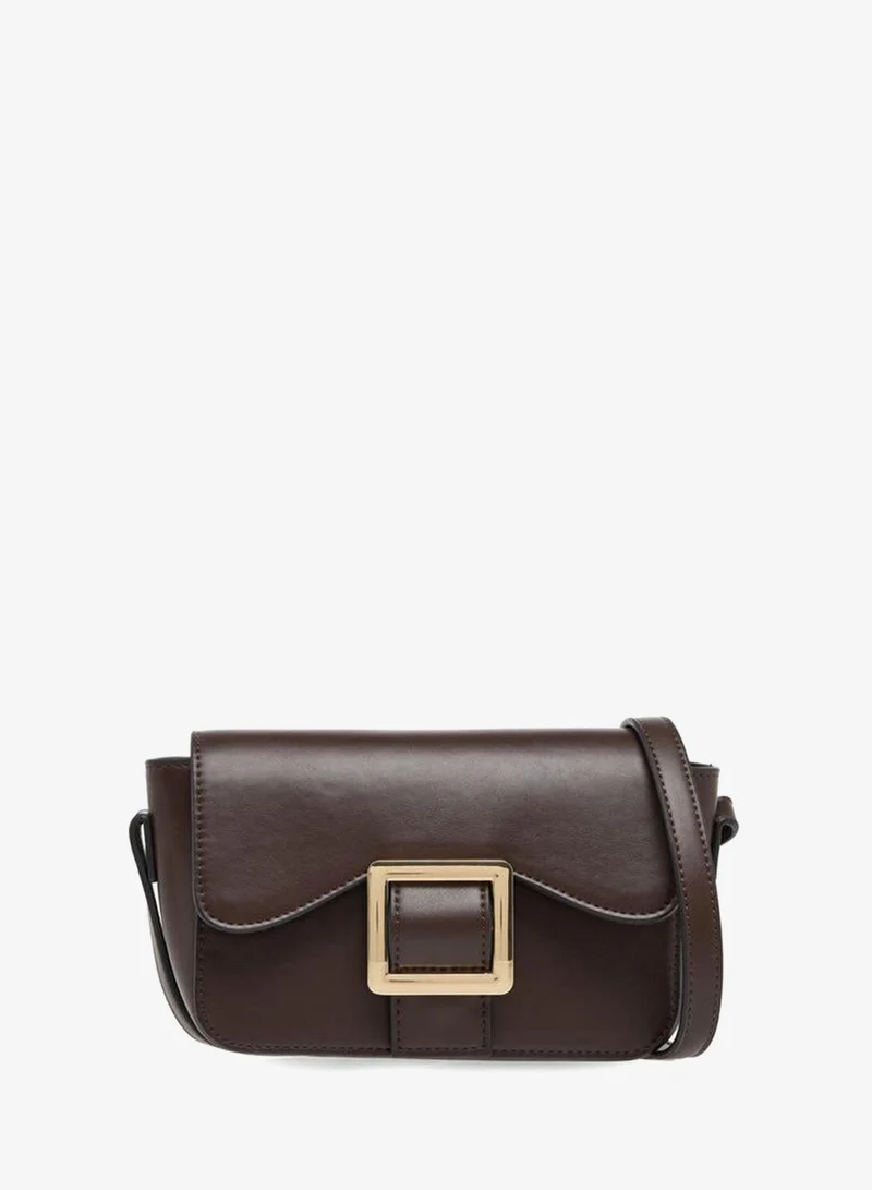 Buckle Accent Crossbody Bag with Magnetic Button Closure