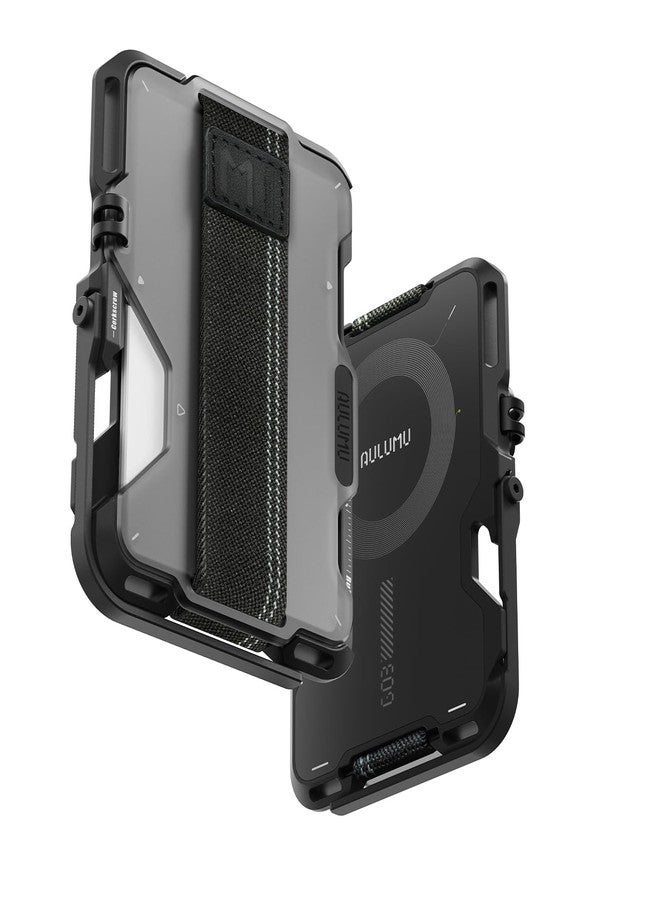 Aulumu G03 Transparently Magnetic Wallet Card Holder | Magnetic Wallet Compatible with MagSafe | Multi Function - Mobile Phone Stand/Grip | Bottle Opener | RFID Shielding Card - Translucent Grey - Image 1