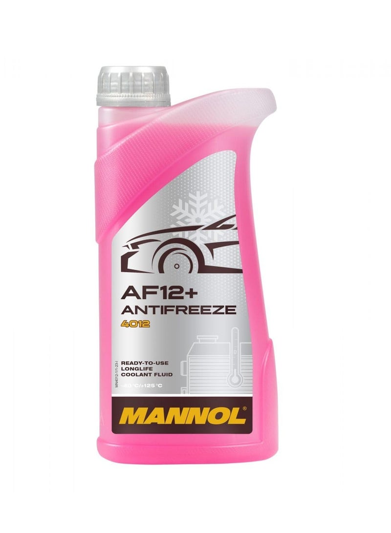 MANNOL 4012 AF12 + Antifreeze | Ready to USE | LONGLIFE COOLANT Fluid | Year-Round use | Prevents Deposit | Corrosion | 1 Litre - Image 1
