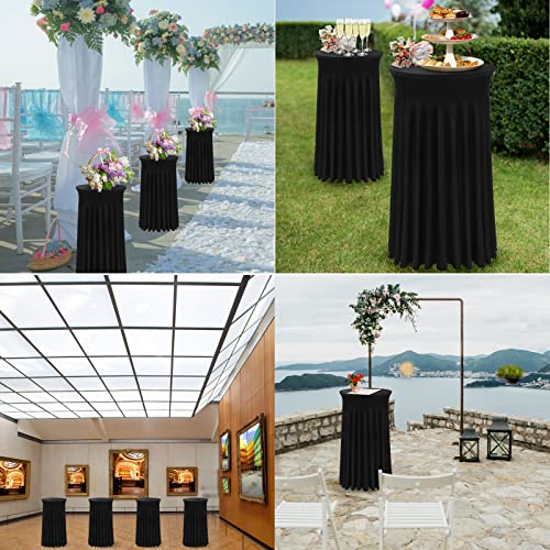 BDDC Cocktail Table Covers - 2 Pack 24"x 43" Black Cocktail Table Tablecloth with Natural Wavy Round Skirt for Bar Wedding Party Banquet - Image 5