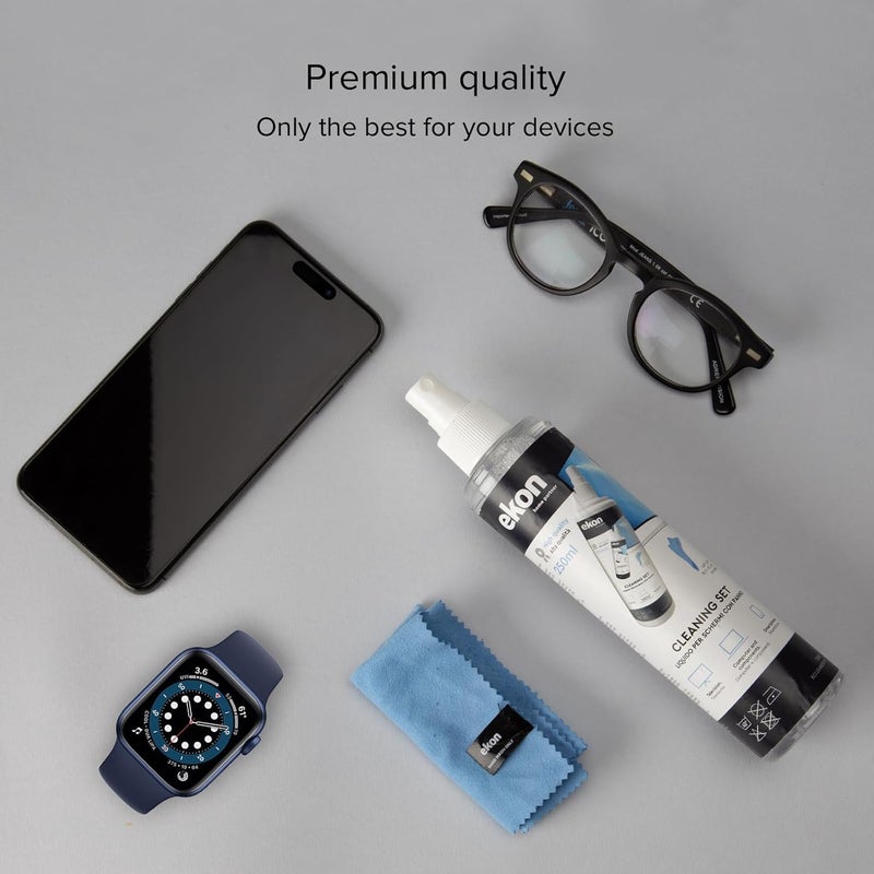 Ekon Screen Spray with Microfibre Cloth 250ml Cleaning Kit for Monitors, Laptops, Cameras, Camcorders, MacBooks, TVs, Smart TVs, Smartphones, Tablets Globally popular universal design - Image 4