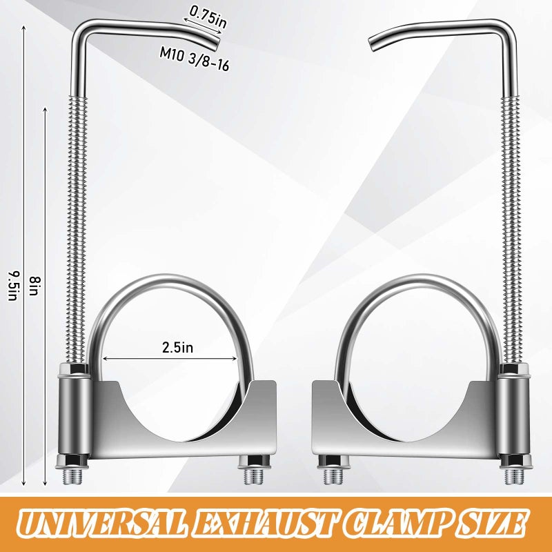 Datanly 1 Pcs 2.5 Inch Universal Exhaust Clamp with Hanger, Made of Heavy-duty Clamp with Rear Muffler Hanger Exhaust Pipe for Cars, Trucks Pipes - Image 2