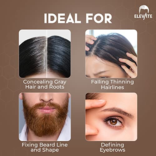 ELEVATE Hair Line Powder Instantly Conceal Hair Loss for Thinning Areas Shadow Makeup Root Cover Touch Up with Puff Touch Instant Gray Coverage for Men and Women Black - Image 5