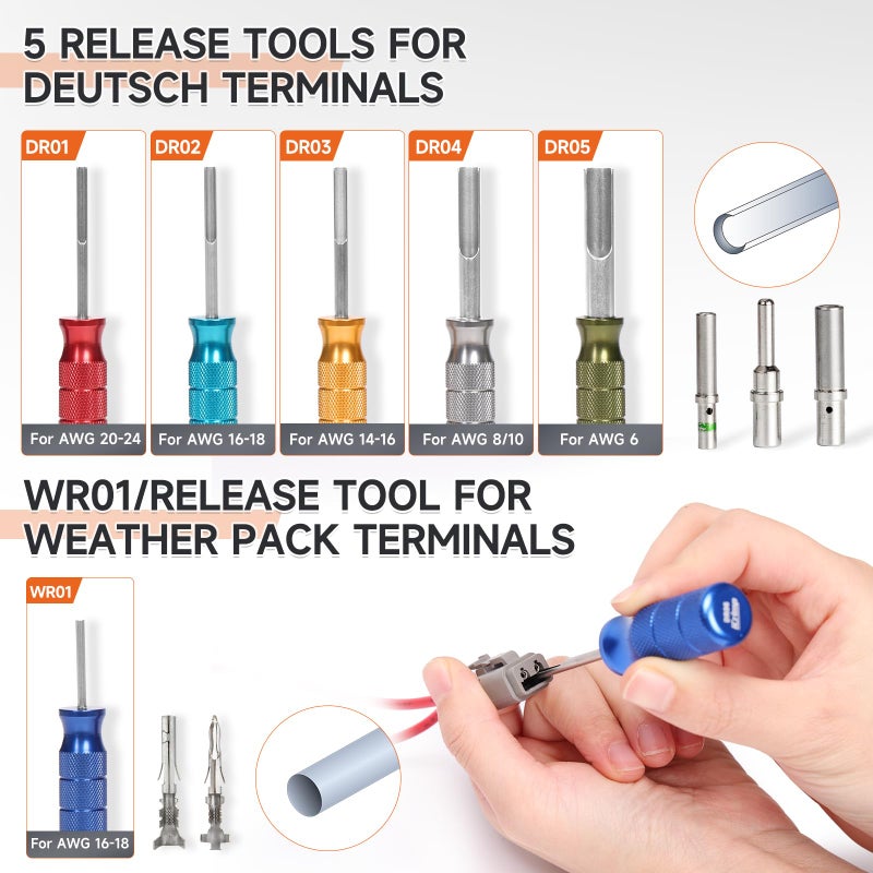 IWISS iCrimp Closed Barrel Crimp Tool, Weather Pack Crimpers, Deutsh Connector Kit for Deutsh DT Connectors and Stamped Contacts, Removal Tool Set- 12-pcs included - Image 4