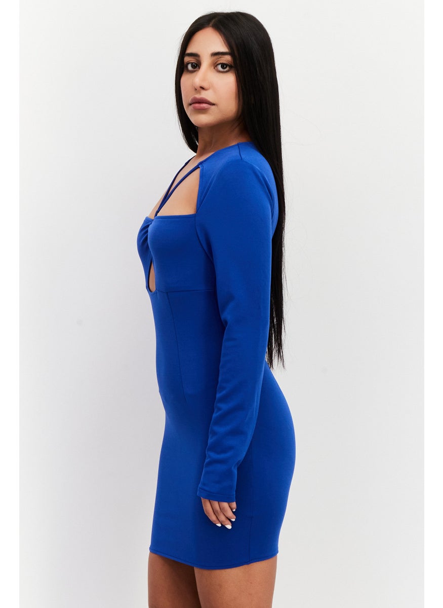PUBLIC DESIRE Women Plain Mini Dresses, Blue  - Image 4