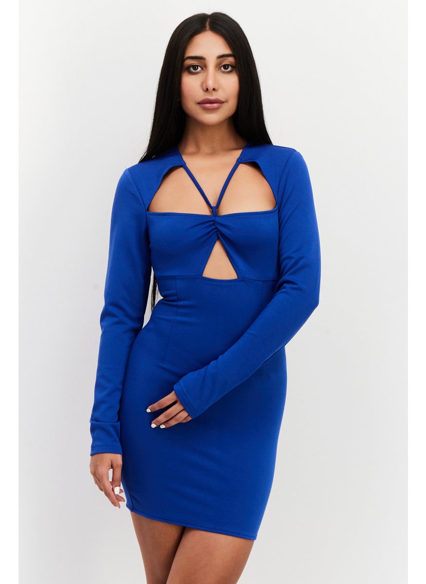 PUBLIC DESIRE Women Plain Mini Dresses, Blue  - Image 1