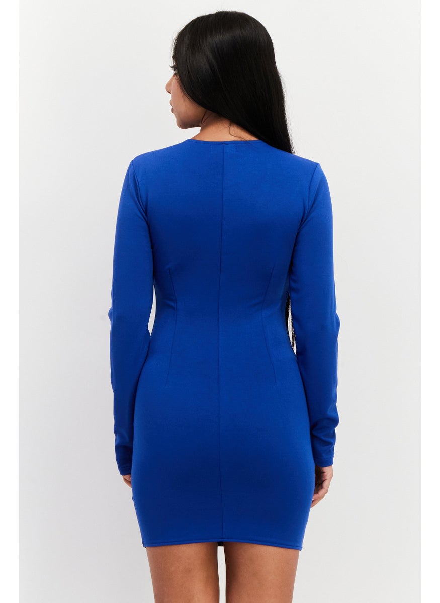 PUBLIC DESIRE Women Plain Mini Dresses, Blue  - Image 3