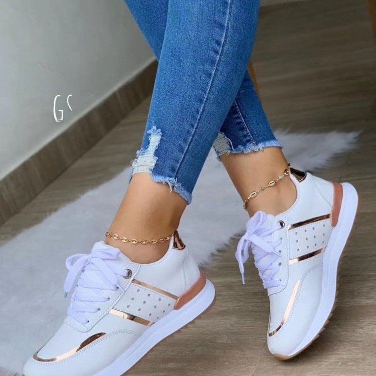2024 Spring Plus-Size Casual Sneakers Summer Thick-sole Ladies Sports Shoes White 