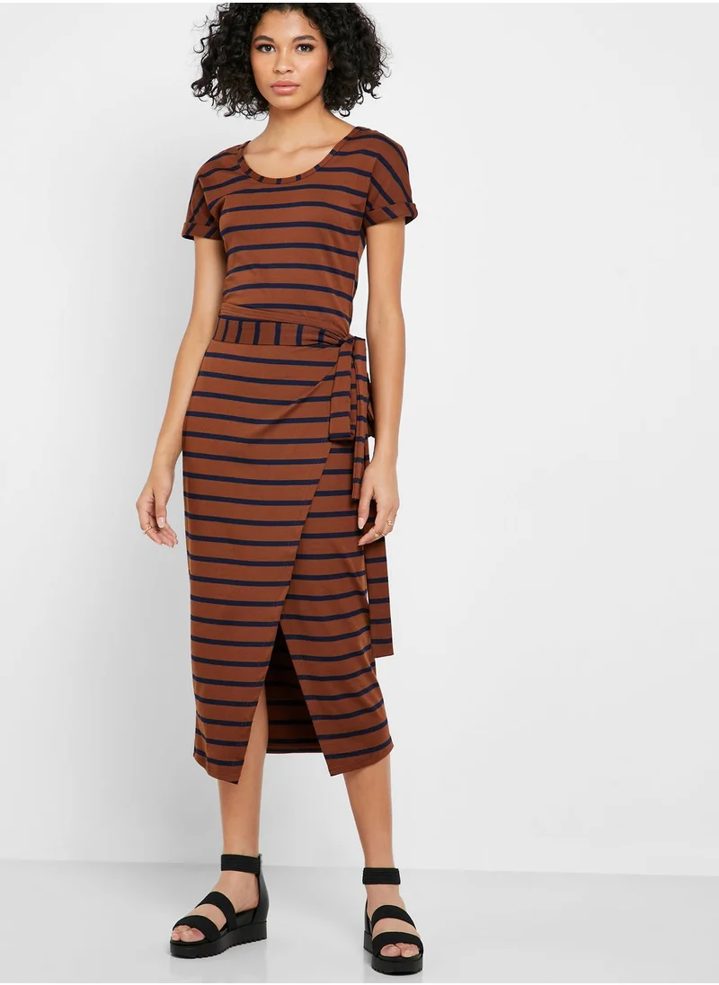 Never fully Dressed Front Split Striped Dress