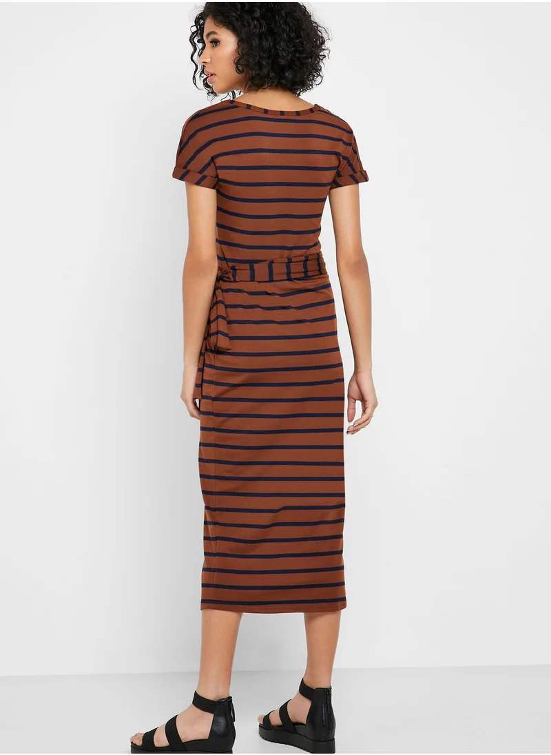 Never fully Dressed Front Split Striped Dress