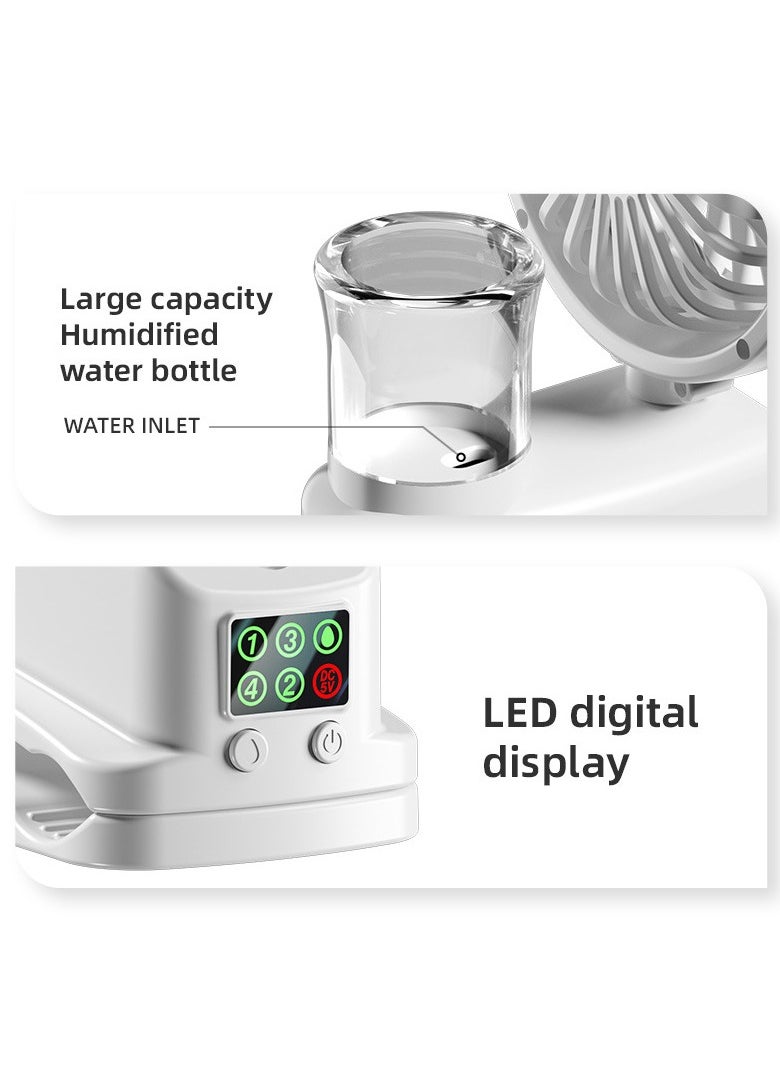 RUKYU - Portable Clip-On Handheld Fan with Mist Spray, 4-Speed Adjustable, Low Noise, LED Display, USB Rechargeable 18650 Lithium Battery, 1200mAh, for Office, Outdoor, Desk Use（Black） - Image 1