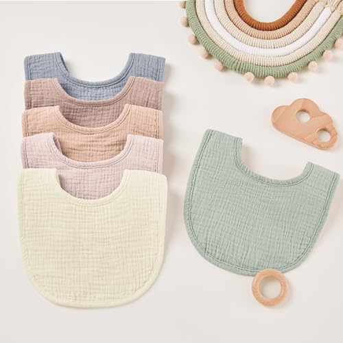 Susurration Muslin Baby Bibs 6 Pack Bandana Drool Bibs,Soft Square Adjustable Baby Drooling Bibs for Unisex Girls & Boys (Multicolor) - Image 4