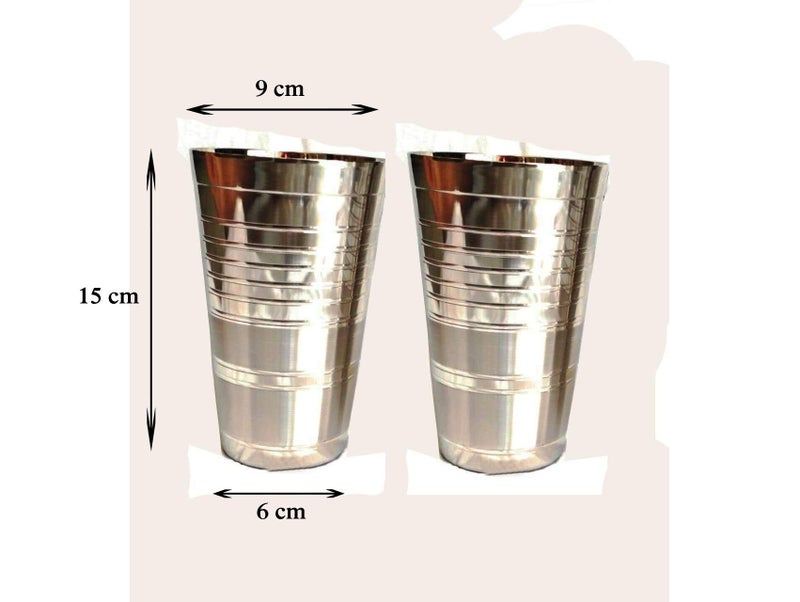 Dharam Paul Traders Heavy Weight Stainless Steel Lassi Glasses Set, Steel lassi Glass Big 500 ml. (Set of 2),Large. - Image 2