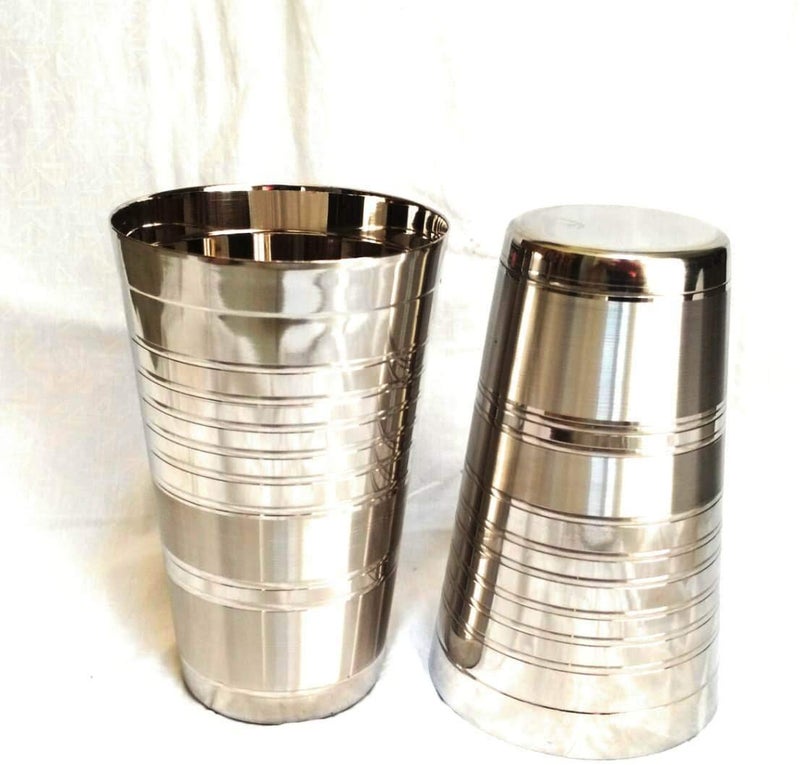 Dharam Paul Traders Heavy Weight Stainless Steel Lassi Glasses Set, Steel lassi Glass Big 500 ml. (Set of 2),Large. - Image 3