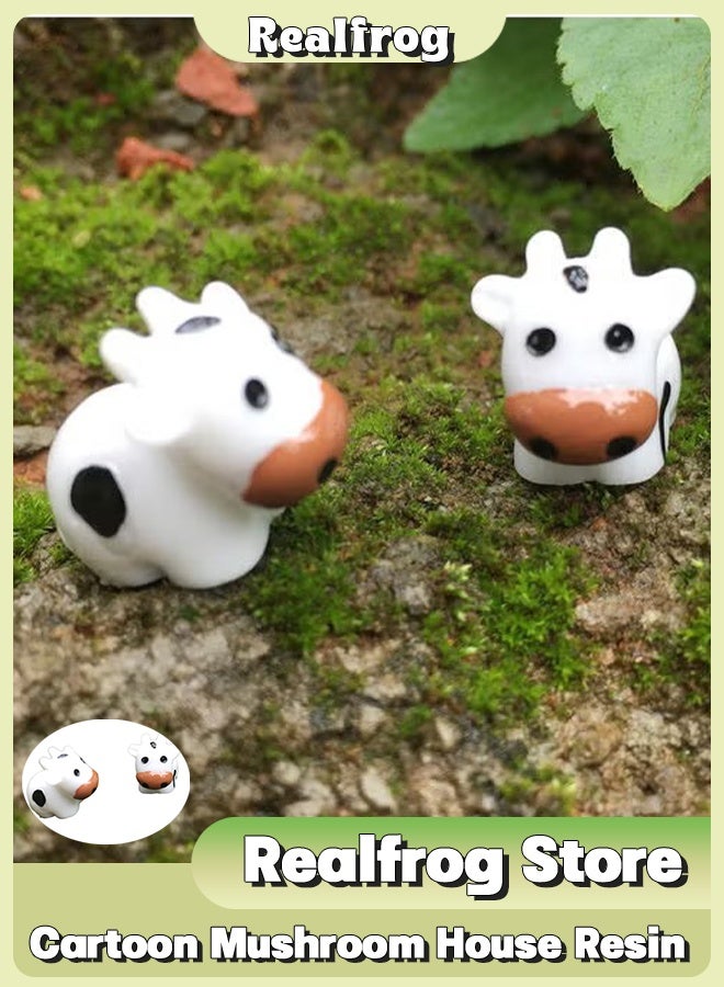 الضفدع الحقيقي بقرة كرتونية صغيرة من الراتينج، منظر طبيعي مصغر، ديكور حديقة بونساي متعدد الألوان 4.2 سم × 3.8 سم/1.65 بوصة × 1.45 بوصة (تقريبًا) سم - Image 1