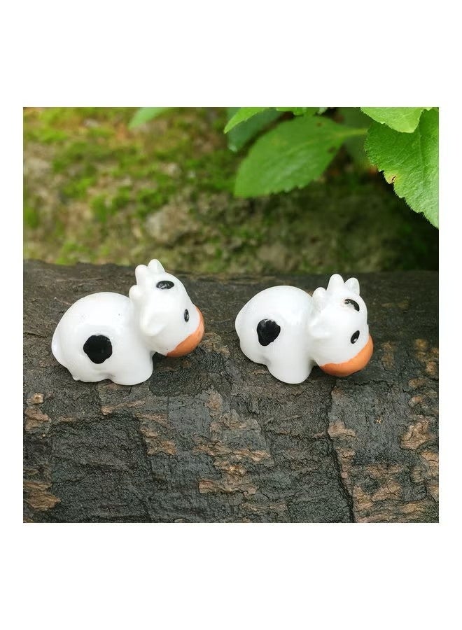 الضفدع الحقيقي بقرة كرتونية صغيرة من الراتينج، منظر طبيعي مصغر، ديكور حديقة بونساي متعدد الألوان 4.2 سم × 3.8 سم/1.65 بوصة × 1.45 بوصة (تقريبًا) سم - Image 4