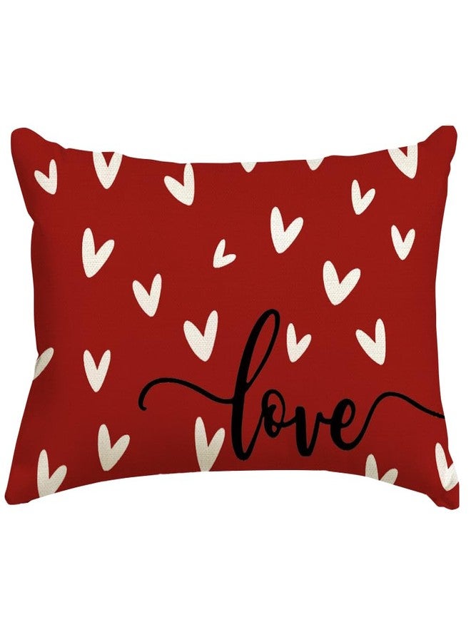 RABUSOFA Valentines Pillow Covers 12x20 inch Valentine's Day Decorations Red Heart Decorative Lumbar Throw Pillows for Bedroom Sofa Couch Holiday Wedding Festivals Home Decor - Image 1
