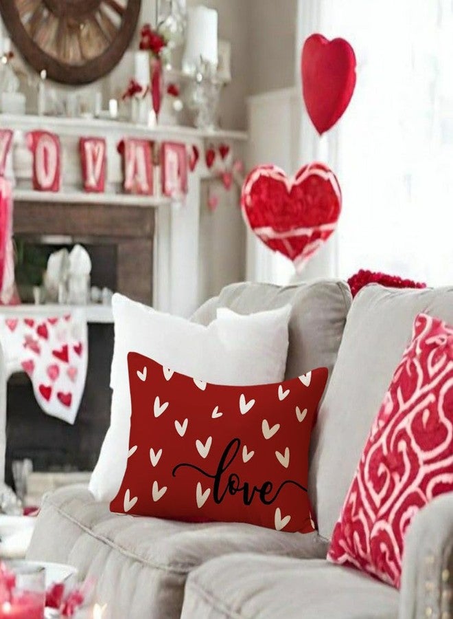 RABUSOFA Valentines Pillow Covers 12x20 inch Valentine's Day Decorations Red Heart Decorative Lumbar Throw Pillows for Bedroom Sofa Couch Holiday Wedding Festivals Home Decor - Image 5