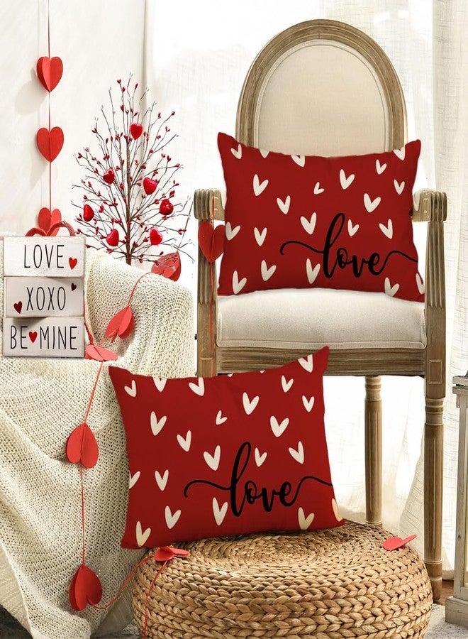 RABUSOFA Valentines Pillow Covers 12x20 inch Valentine's Day Decorations Red Heart Decorative Lumbar Throw Pillows for Bedroom Sofa Couch Holiday Wedding Festivals Home Decor - Image 4