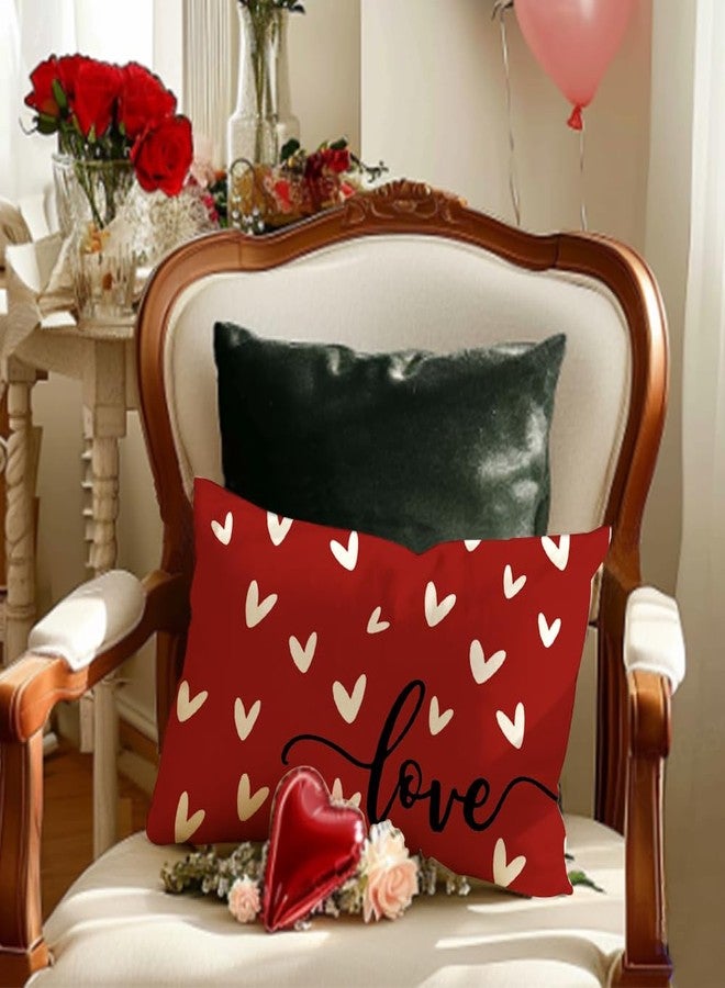 RABUSOFA Valentines Pillow Covers 12x20 inch Valentine's Day Decorations Red Heart Decorative Lumbar Throw Pillows for Bedroom Sofa Couch Holiday Wedding Festivals Home Decor - Image 2